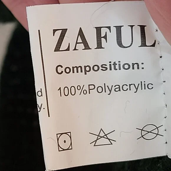 Zaful Sweater Womens Free Size Dark Green Knitted Lantern Sleeve Slouchy Casual - Picture 11 of 12